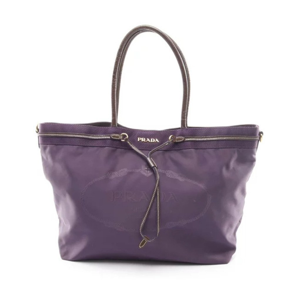 Prada JACQUARD Handbag Patent Vernis Leather Purple Brown